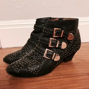 Jeffrey Campbell "Starburst" Black Leather Booties